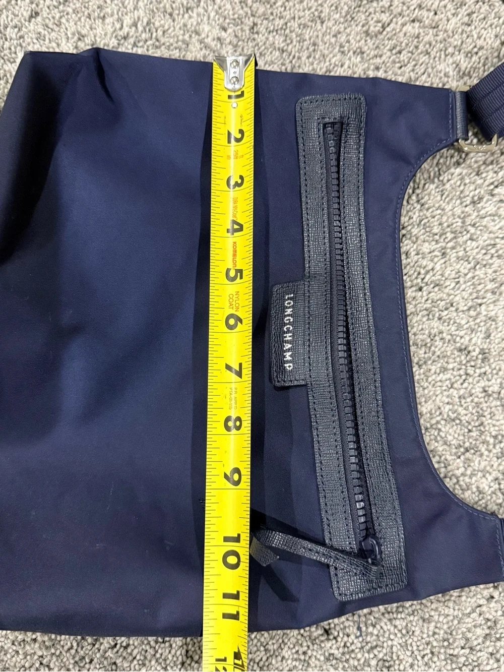 LONGCHAMP Le Pliage NEO Flat Nylon Adjust Crossbody Bag Navy BLUE Zip Close